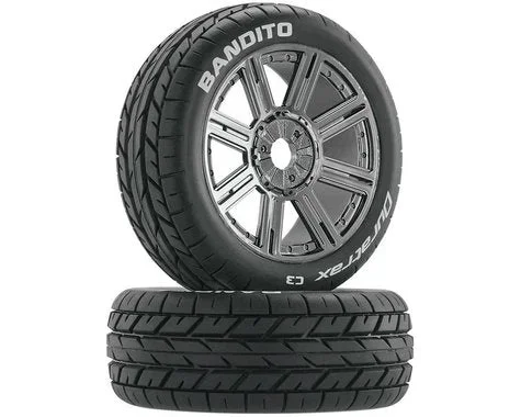 DuraTrax Bandito 1/8 Buggy PreMounted Tire w/ Spoke Wheels (Chrome) (2) (C3) (DTXC3658)