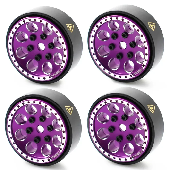 Treal 1.0 Beadlock Wheels(4P-Set) for Axial SCX24 1/24 Crawler Brass Ring Weighted 22g – Purple