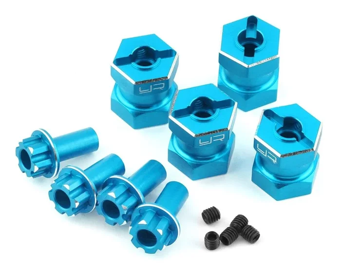 YEA-WA-023BU Yeah Racing 12mm Aluminum Hex Adaptors (Blue) (4) (15mm Offset)